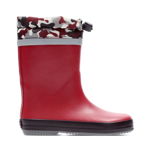 Clarks Boys Tarri Tie Kid Wellies Red Camo | CA-9420571